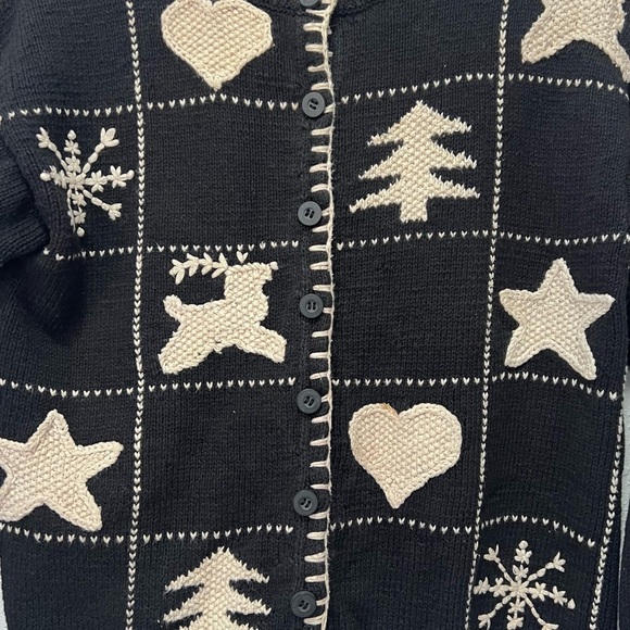 Liz Claiborne Black and White sugar cookie Knit cardigan small - Picture 4 of 10